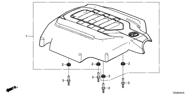 2018 Acura MDX Engine Cover Assembly Diagram for 17121-5J6-A00