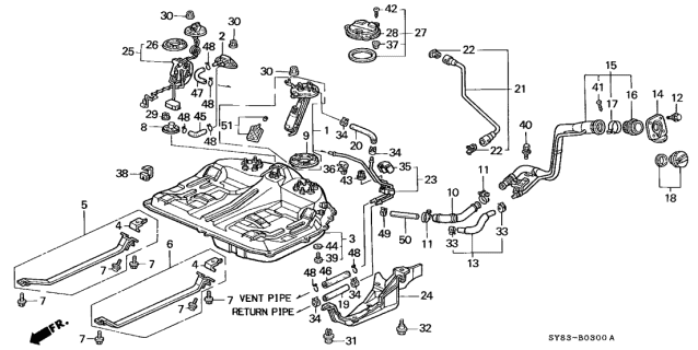 1997 Acura CL Pipe, Fuel Diagram for 17731-SV4-A30