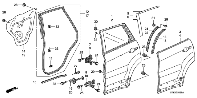 2010 Acura RDX Rear Door Panels Diagram