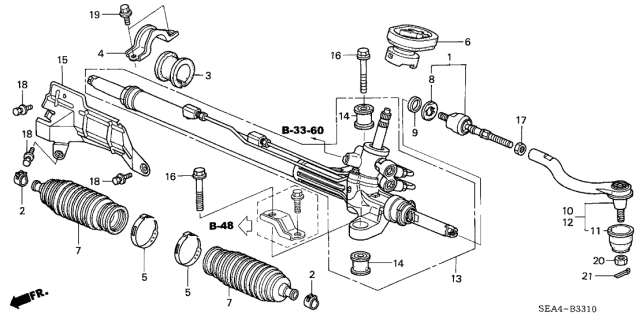 2006 Acura TSX Driver Side Tie Rod End Diagram for 53560-SDA-A01