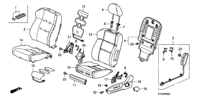 2012 Acura RDX Pad, Left Front Seat Cushion Diagram for 81537-STK-A11