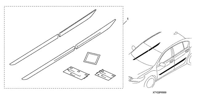 2020 Acura RLX 4 Door ADV (SH-AWD (HYBRID)) KA DCT Body Side Molding Diagram