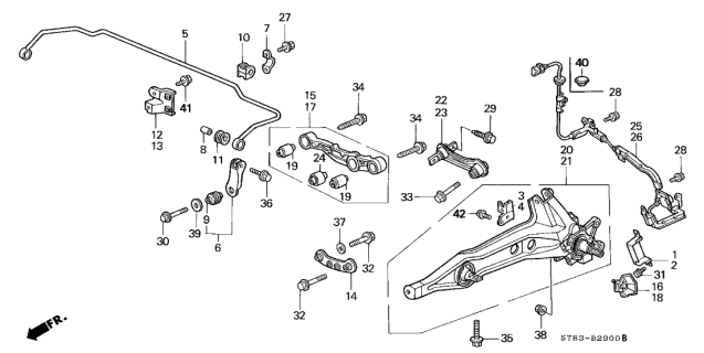 1999 Acura Integra 4 Door GS (LEATHER) KA 4AT Rear Lower Arm Diagram