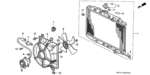 1992 Acura Integra Radiator (DENSO) Diagram