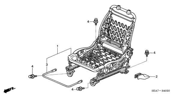 2004 Acura TSX 4 Door TSX (NAVIGATION) KA 6MT Front Seat Components Diagram 2