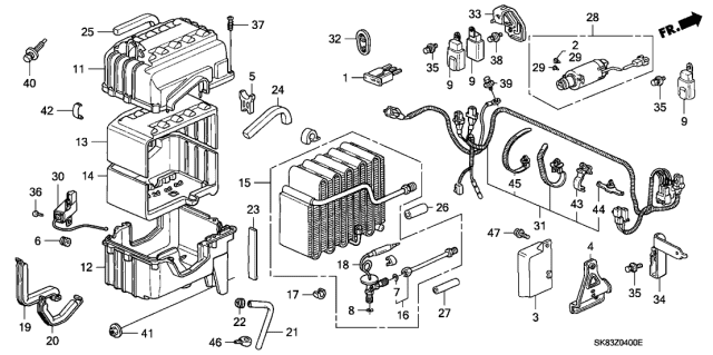1993 Acura Integra 4 Door GSL (LEATHER) KL 4AT A/C Unit Diagram
