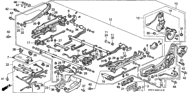 1991 Acura Legend Front Seat Components Diagram 1