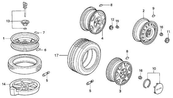 1991 Acura Legend Tire (215/55R16) (93V) (M+S) (Michelin) Diagram for 42751-MIC-072