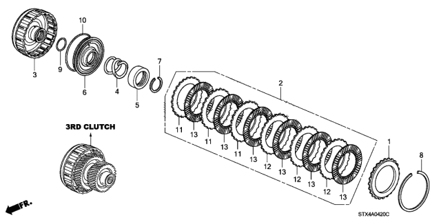 2008 Acura MDX Clutch Plate (1.8Mm) Diagram for 22653-RYF-003