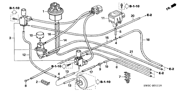 2005 Acura NSX 2 Door NSX-T KA 4AT Control Device Tubing Diagram