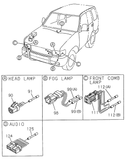 1999 Acura SLX 4 Door 4LS (PREMIUM) KL 4AT Wire Harness Connector Diagram 1