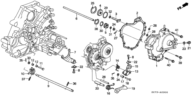 1991 Acura Integra AT Right Side Cover Diagram