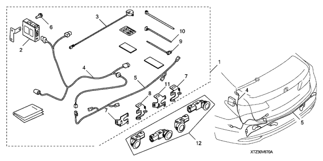 2016 Acura TLX 4 Door 24BASE (2.4) KA DCT Back-Up Sensor Diagram