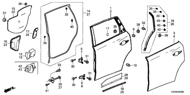 2020 Acura MDX Rear Door Panels Diagram