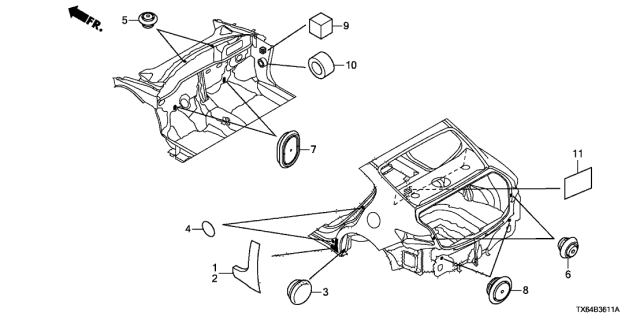2014 Acura ILX 4 Door TECH KA 5AT Grommet (Rear) Diagram