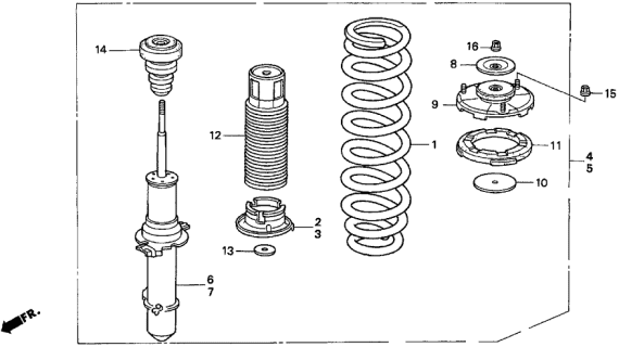 1998 Acura TL Front Shock Absorber (V6) Diagram