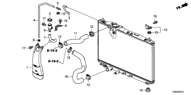 2021 Acura ILX 4 Door 24BASE KA DCT Radiator Hose - Reserve Tank Diagram