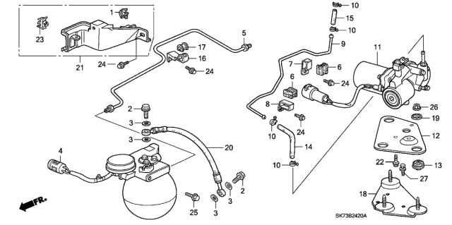 1993 Acura Integra 3 Door GSL (LEATHER) KL 5MT ABS Accumulator Diagram
