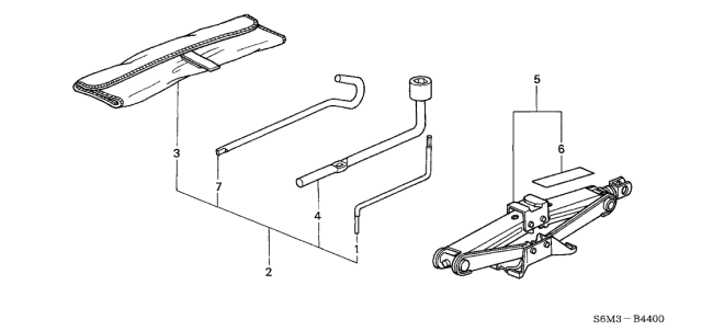 2002 Acura RSX 3 Door BASE KA 5MT Tool - Jack Diagram