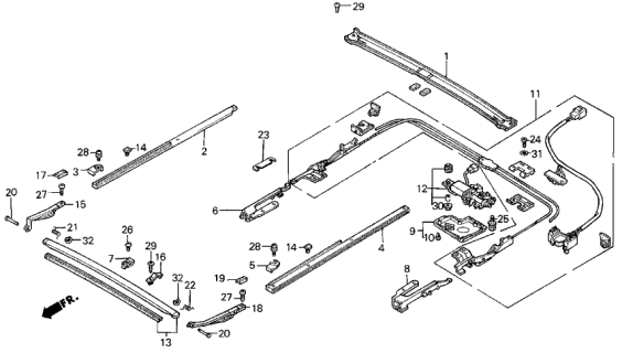 1986 Acura Legend 4 Door LX KA 5MT Sliding Roof Diagram 2