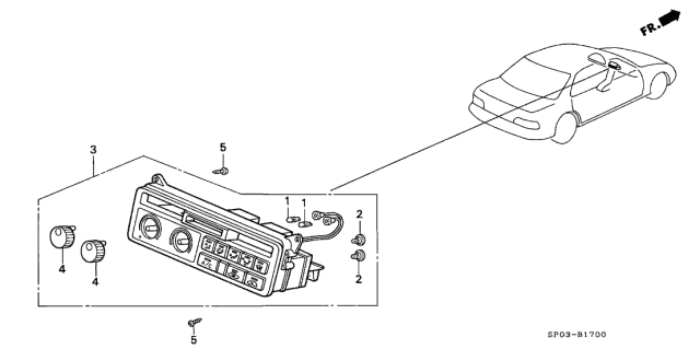 1992 Acura Legend Switch Assembly, Heater Control (Alps) Diagram for 79500-SP0-A01