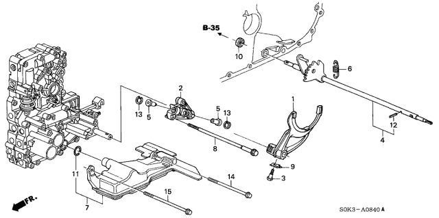 1999 Acura TL 4 Door TL KA 4AT 4AT Shift Fork Diagram