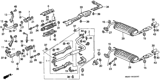 1993 Acura Integra Exhaust Pipe B Diagram for 18220-SK8-A31