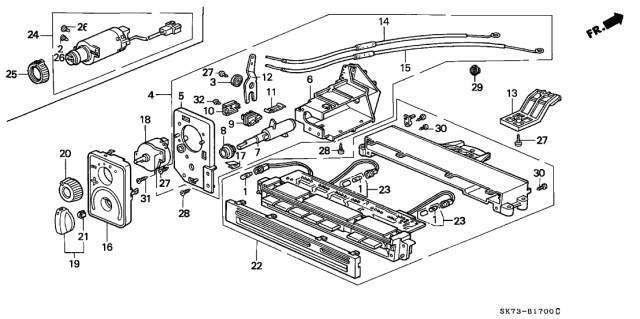 1993 Acura Integra 3 Door GSL (LEATHER) KL 5MT Heater Control (Button) Diagram