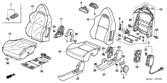 2006 Acura RSX 3 Door BASE KA 5AT Front Seat Diagram 1