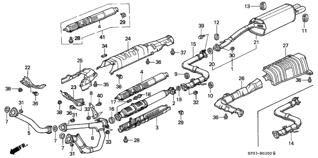 1991 Acura Legend Exhaust Pipe B Diagram for 18220-SP0-013