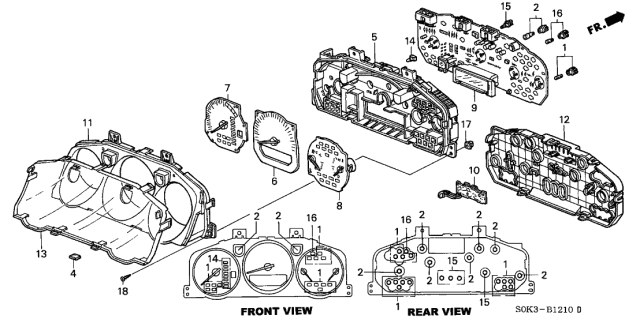 1999 Acura TL Cluster Switch Case Diagram for 78110-S0K-A01