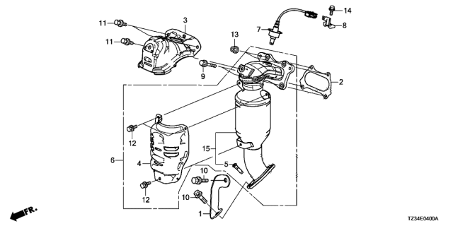 2019 Acura TLX Primary Catalytic Converter Diagram for 18180-RDF-A10