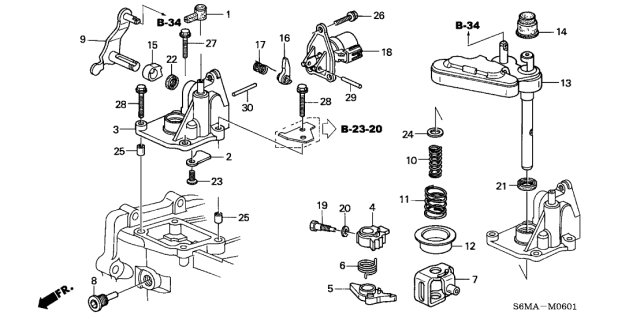 2006 Acura RSX Lever Comp Diagram for 24460-PNS-000