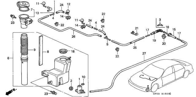 1993 Acura Legend 4 Door STD KA 4AT Windshield Washer Diagram