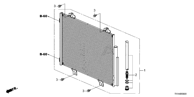 2022 Acura MDX Condenser Assembly Diagram for 80100-TYA-A11