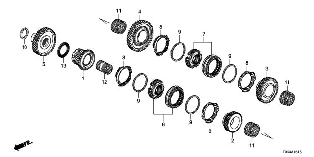 2017 Acura ILX Gear, Secondary Shaft Low Diagram for 23410-50P-000