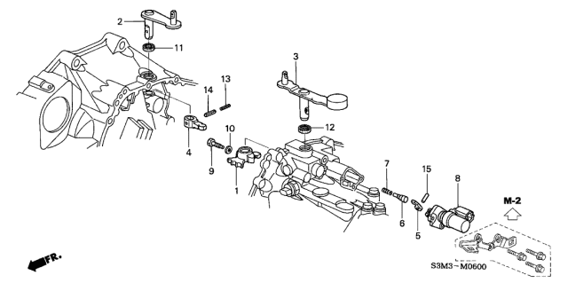 2003 Acura CL Lever, Gearshift Diagram for 24470-PYZ-000