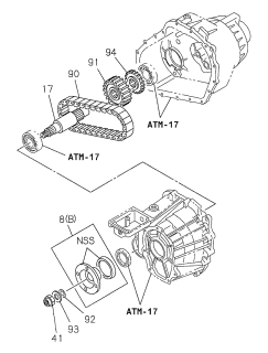 1999 Acura SLX 4 Door 4LS (PREMIUM) KA 4AT AT Transfer Gear - Output Diagram 1