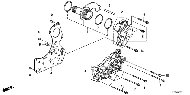 2010 Acura MDX AT Regulator Body Diagram