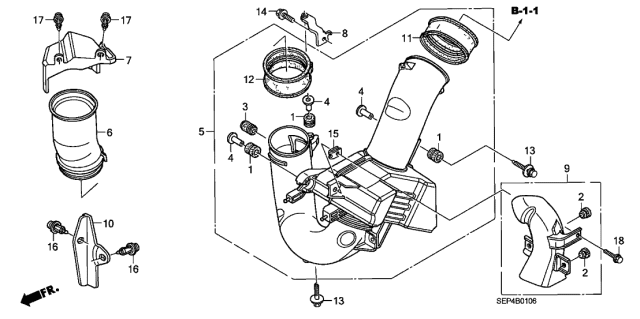 2007 Acura TL 4 Door BASE (NAVIGATION) KA 5AT Resonator Chamber Diagram