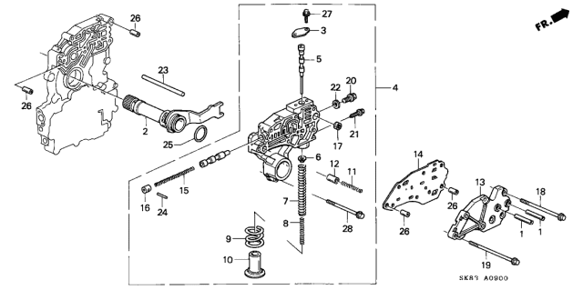 1990 Acura Integra Regulator Assembly Diagram for 27200-PR0-010