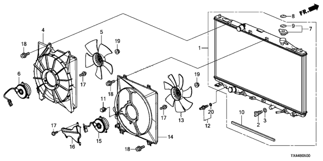 2015 Acura RDX Radiator (DENSO) Diagram