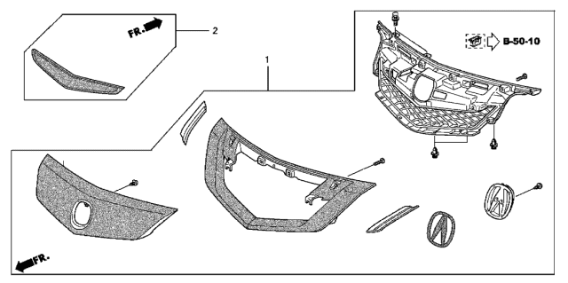 2011 Acura TL 4 Door TECH (AWD) KA 6MT Grille (Dark Chrome) Diagram