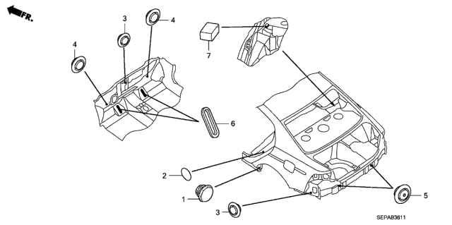 2008 Acura TL 4 Door BASE (NAVIGATION) KA 5AT Grommet (Rear) Diagram