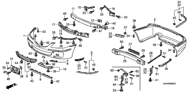 2006 Acura RL Rear Bumper Screw Grommets Compatible Diagram for 90682-SDA-A01