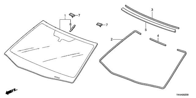 2013 Acura TL 4 Door TECH (SHAWD) KA 6MT Front Windshield Diagram