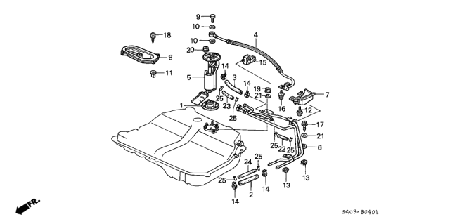 1989 Acura Legend Fuel Pump Unit Assembly (Northland Silver) Diagram for 17708-SG0-934