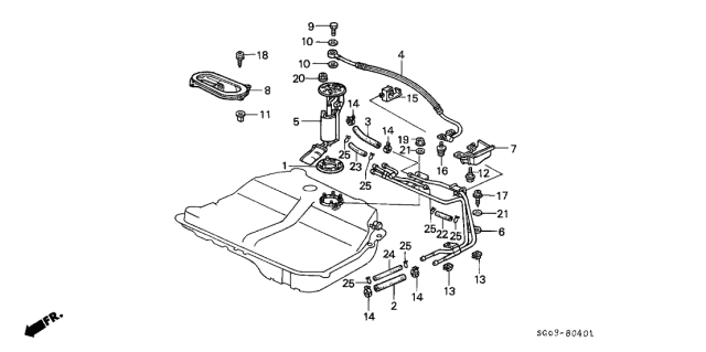 1990 Acura Legend Fuel Pump Unit Assembly Diagram for 17708-SG0-A30