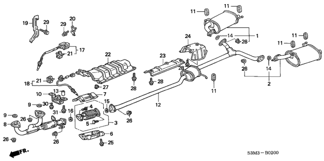 2002 Acura CL Exhaust Pipe Diagram