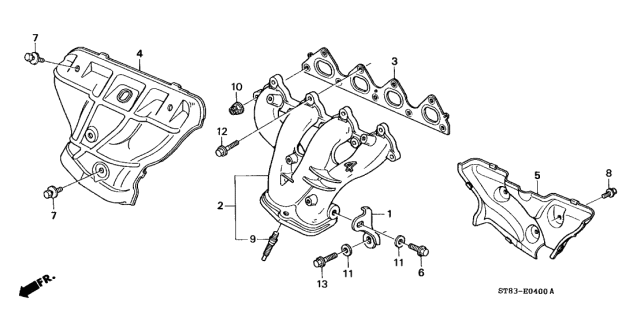 1999 Acura Integra 4 Door GS (LEATHER) KA 4AT Exhaust Manifold Diagram